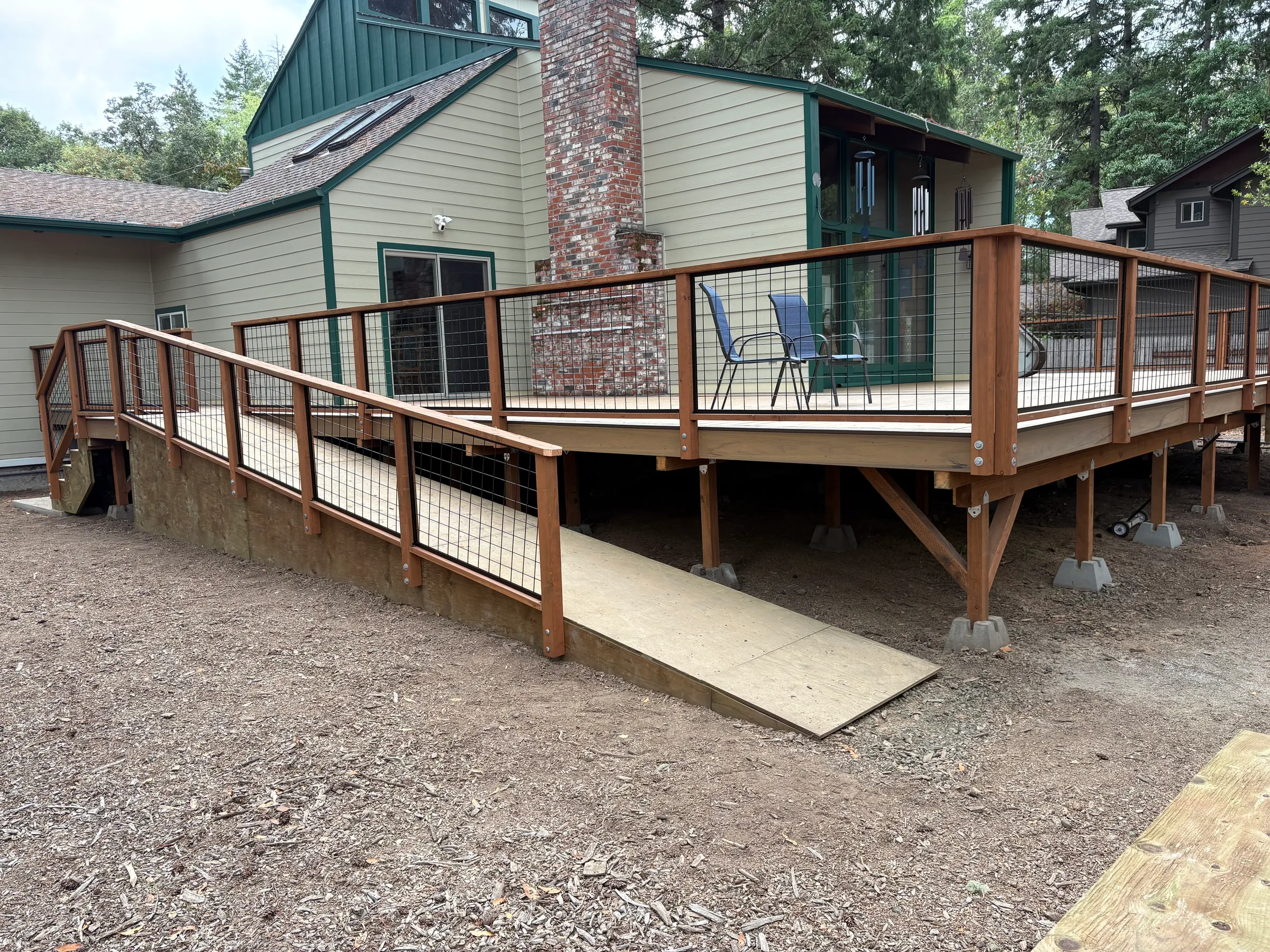 Completed deck with ramp and railing